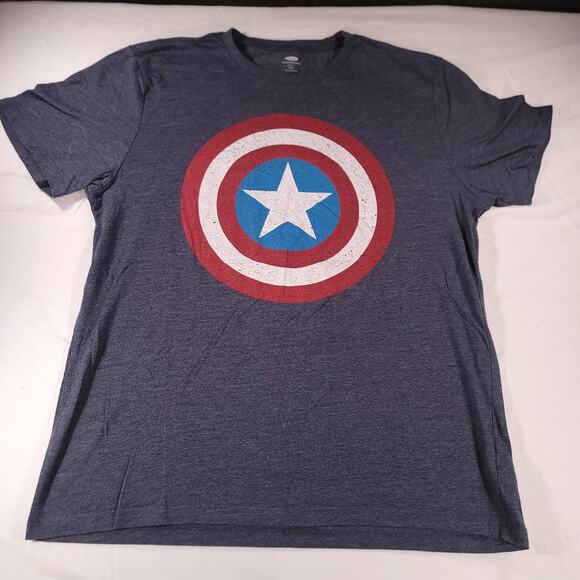 Marvel Captain America Graphic Short Sleeve Casual T Shirt Mens Size L Blue - Picture 2 of 9